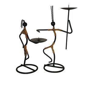 Vintage 1960's Pair of Laurids Lonborg  Figure Dancing Candle Holders 9in & 12in